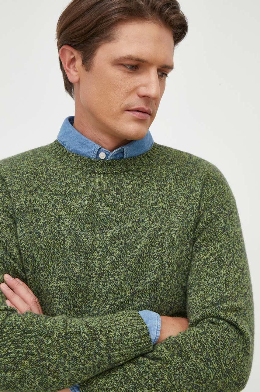 United Colors of Benetton pulover de lana barbati, culoarea verde, călduros