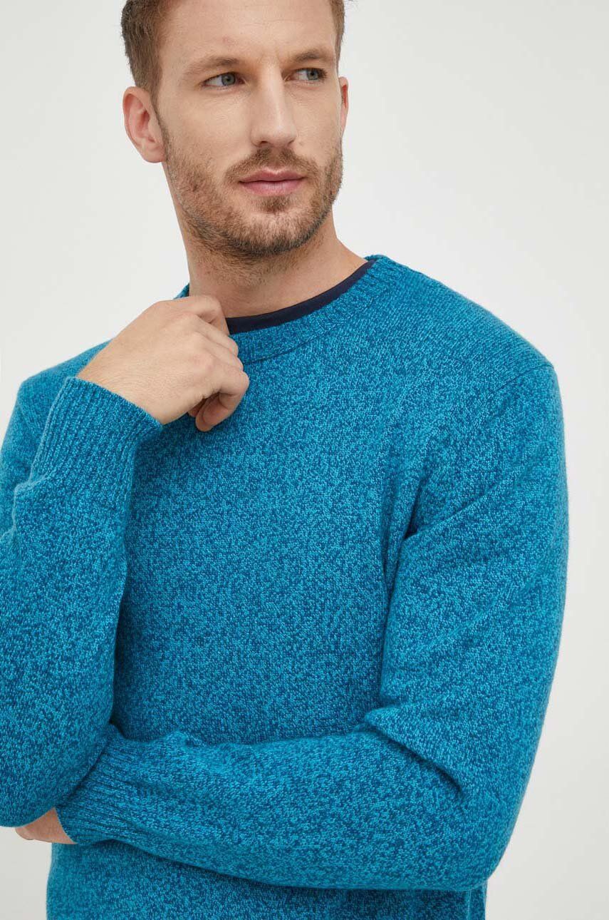 United Colors of Benetton pulover din amestec de lana barbati, culoarea turcoaz, light