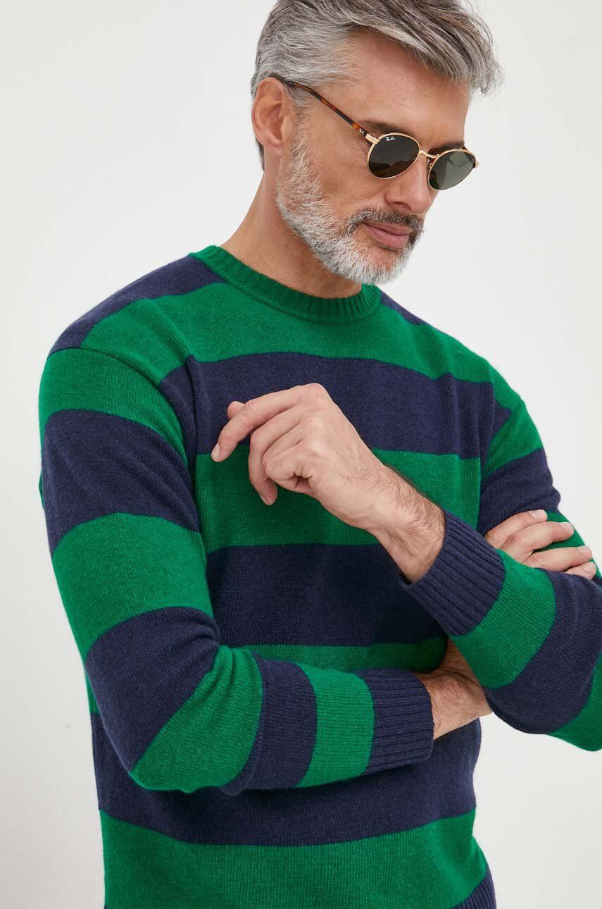 United Colors of Benetton pulover de lana barbati, culoarea verde