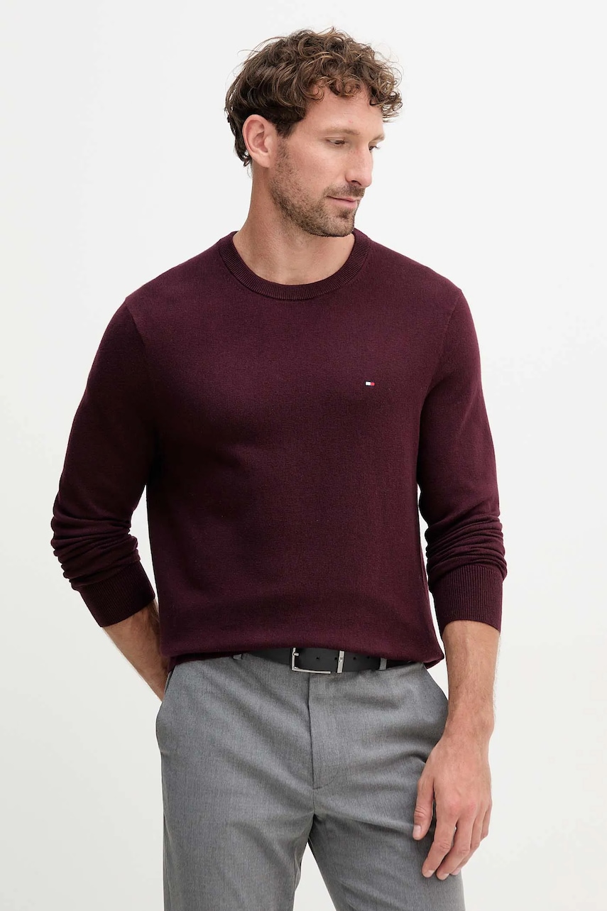 

Пуловер с кашмир Tommy Hilfiger в сиво от лека материя MW0MW28046, Бордо
