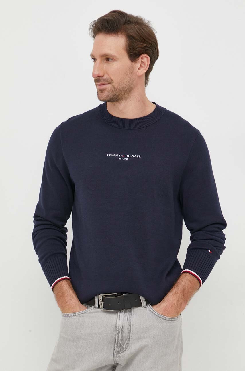 

Хлопковый свитер Tommy Hilfiger цвет синий лёгкий