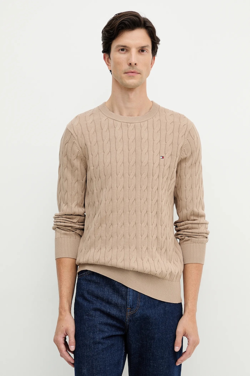 Levně Bavlněný svetr Tommy Hilfiger bílá barva, MW0MW33132