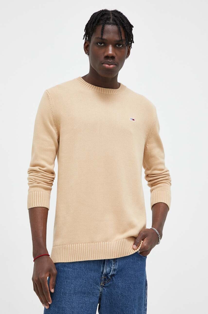 

Хлопковый свитер Tommy Jeans цвет бежевый