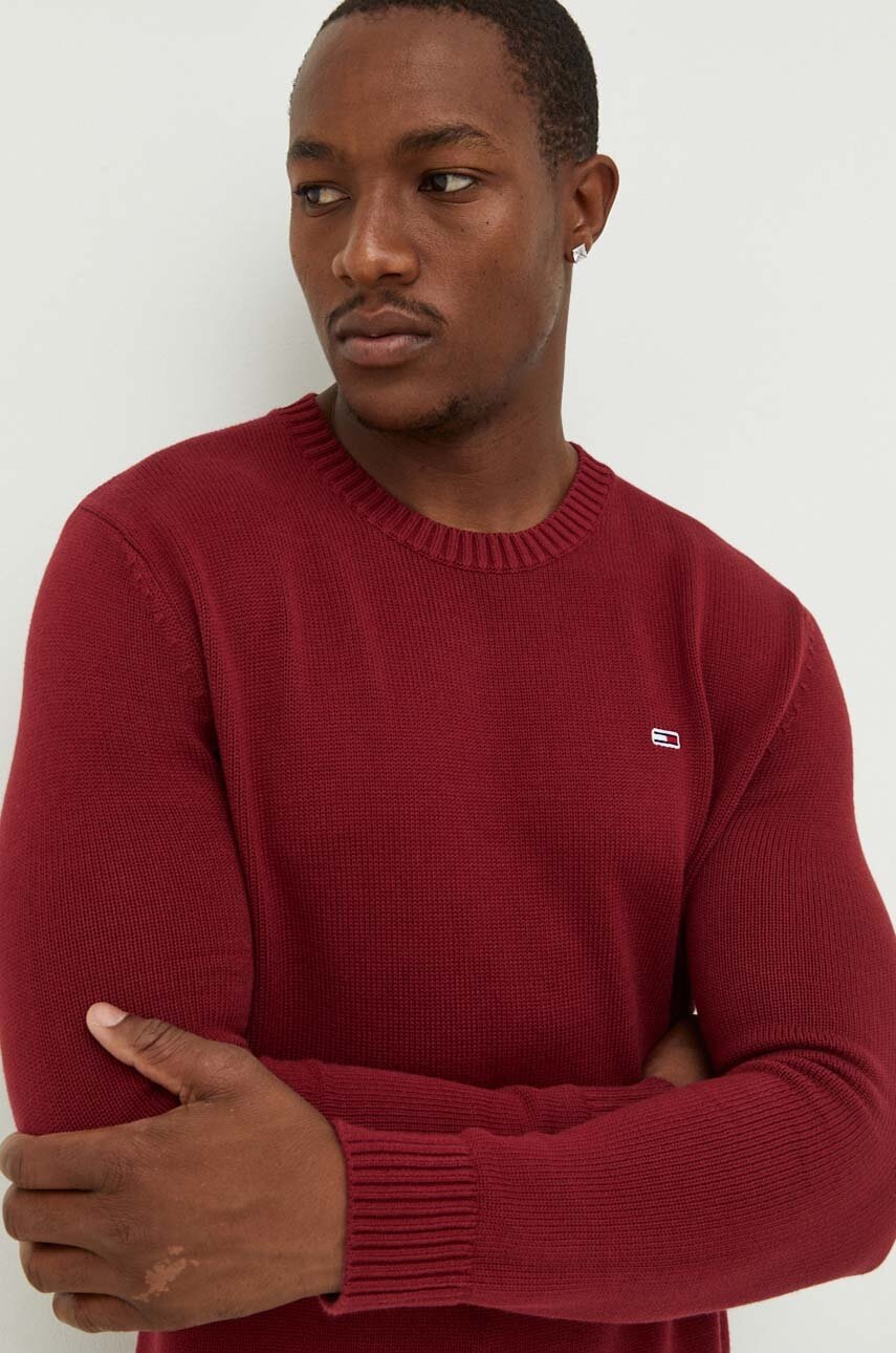 

Памучен пуловер Tommy Jeans в бордо