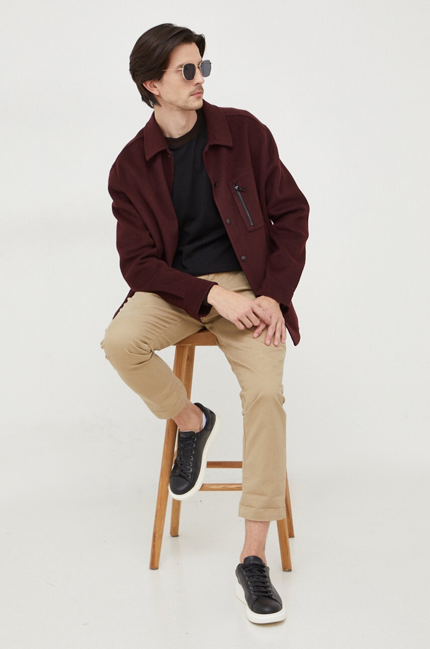 Πουλόβερ με προσθήκη μαλλιού Trussardi ανδρικά, χρώμα: μαύρο φωτογραφία