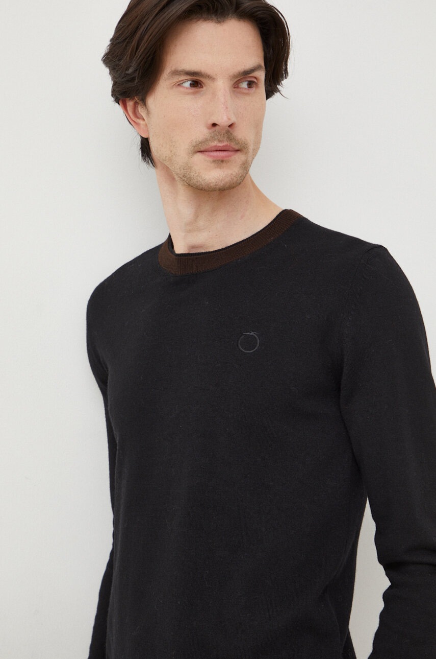 Πουλόβερ με προσθήκη μαλλιού Trussardi ανδρικά, χρώμα: μαύρο φωτογραφία