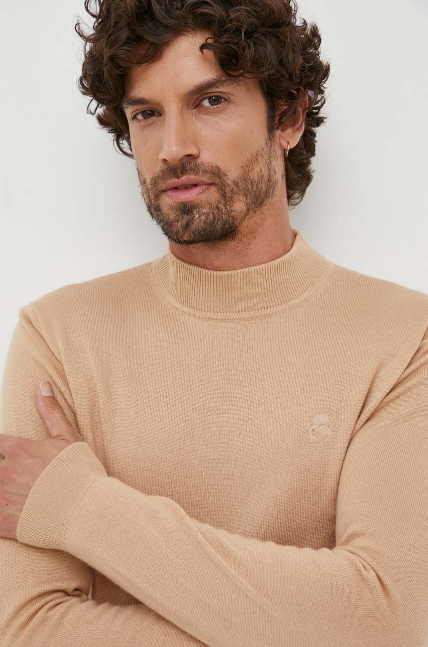 Karl Lagerfeld pulover de lana barbati, culoarea bej, light