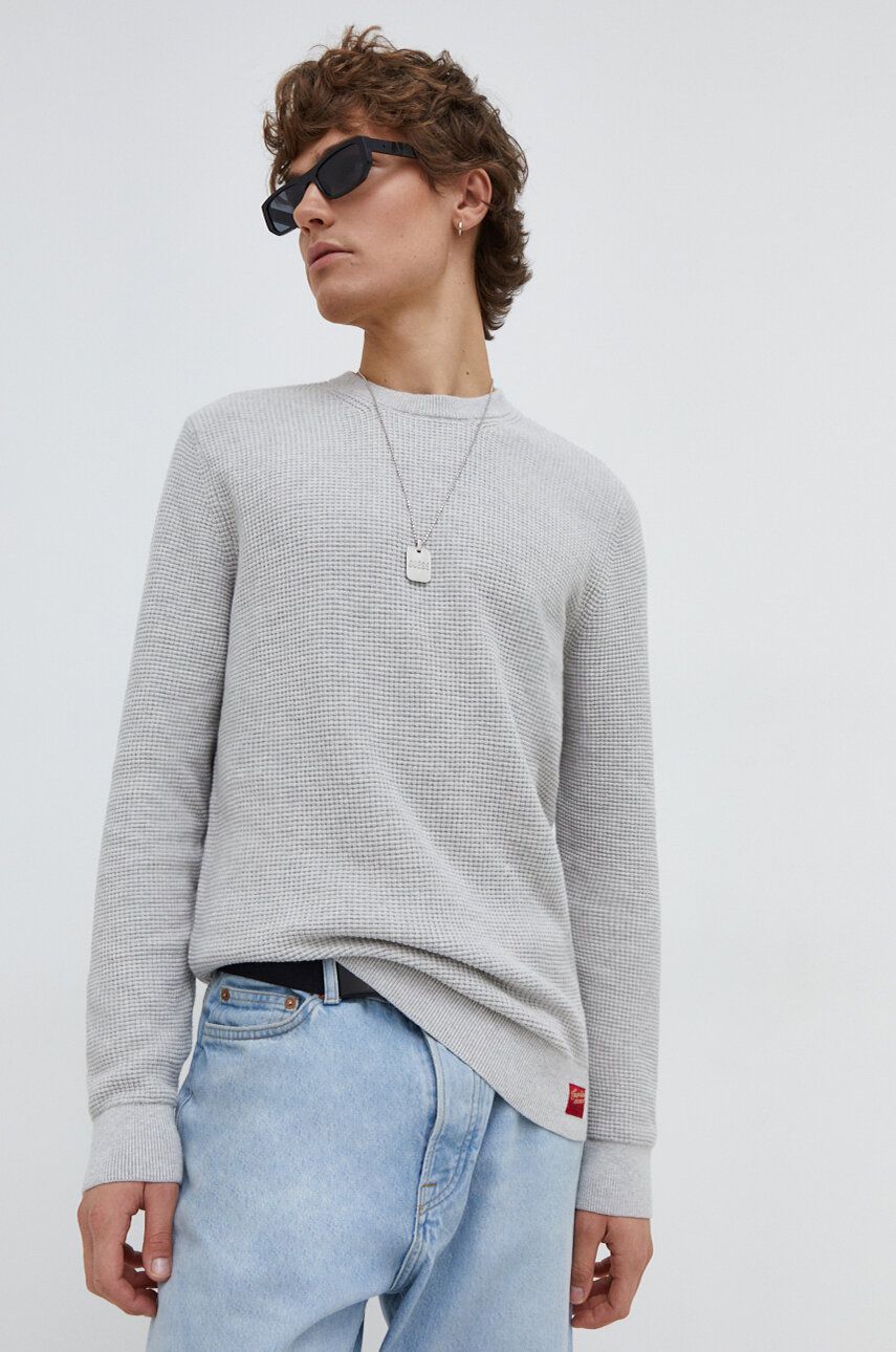 E-shop Bavlněný svetr Superdry šedá barva, lehký