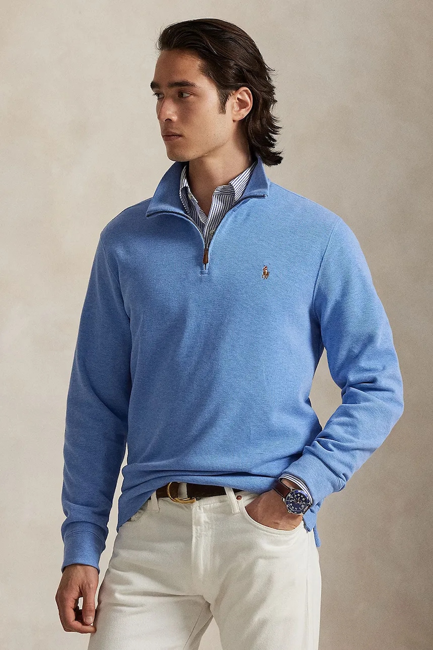 

Памучен суичър Polo Ralph Lauren мъжки в сиво 710671929, Син