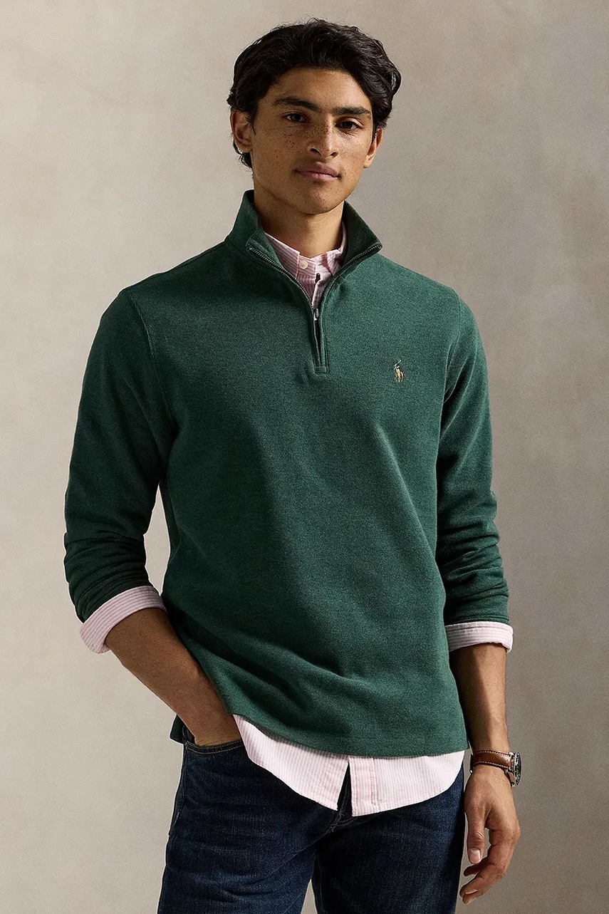 

Памучен суичър Polo Ralph Lauren мъжки в сиво 710671929, Зелен