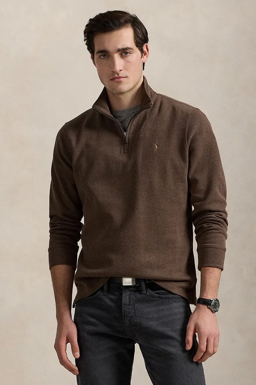 

Памучен суичър Polo Ralph Lauren мъжки в сиво 710671929, Кафяв