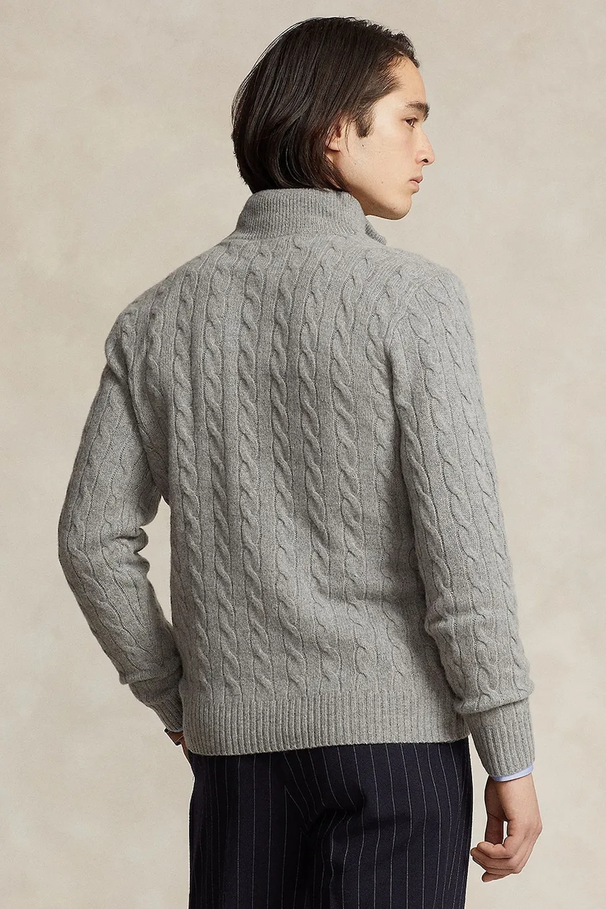 Шерстяной свитер Polo Ralph Lauren цвет синий с полугольфом 710876766 Шерстяной свитер Polo Ralph Lauren цвет синий с полугольфом 710876766