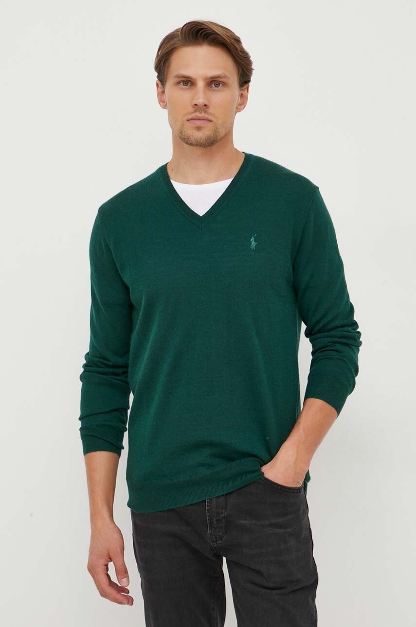 

Шерстяной свитер Polo Ralph Lauren мужской цвет зелёный лёгкий