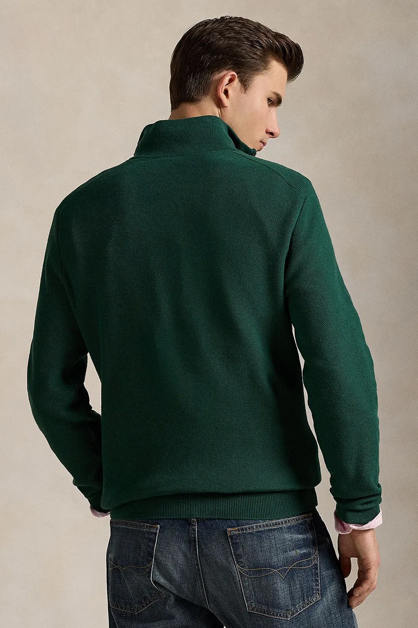 Хлопковый свитер Polo Ralph Lauren Ls Hz Long Sleeve цвет чёрный лёгкий с полугольфом 710932304