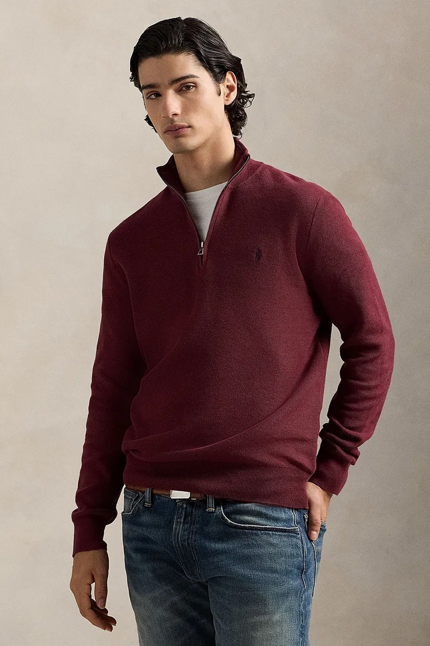 Levně Bavlněný svetr Polo Ralph Lauren Ls Hz Long Sleeve černá barva, s pologolfem, 710932304