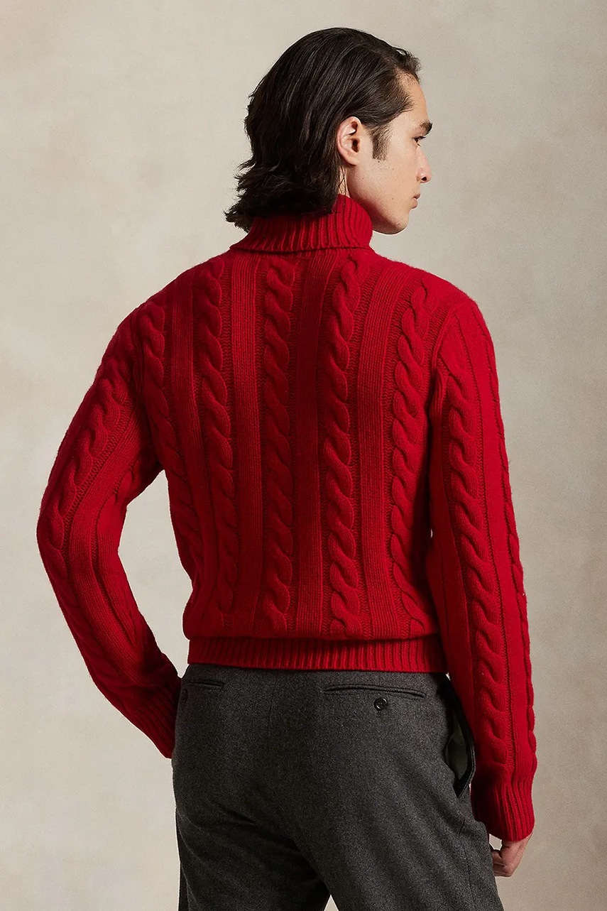 Шерстяной свитер Polo Ralph Lauren цвет бежевый тёплый с гольфом 710917035