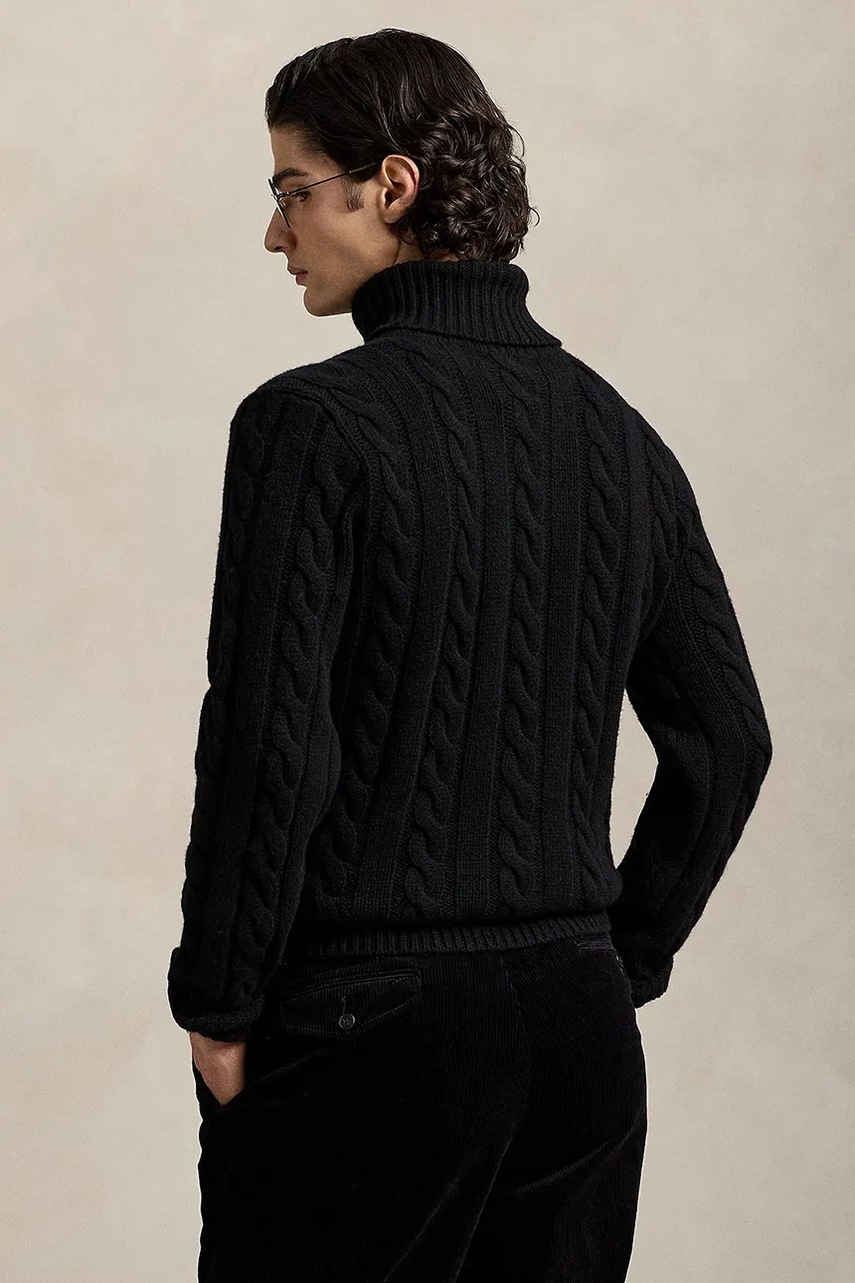 Шерстяной свитер Polo Ralph Lauren цвет бежевый тёплый с гольфом 710917035