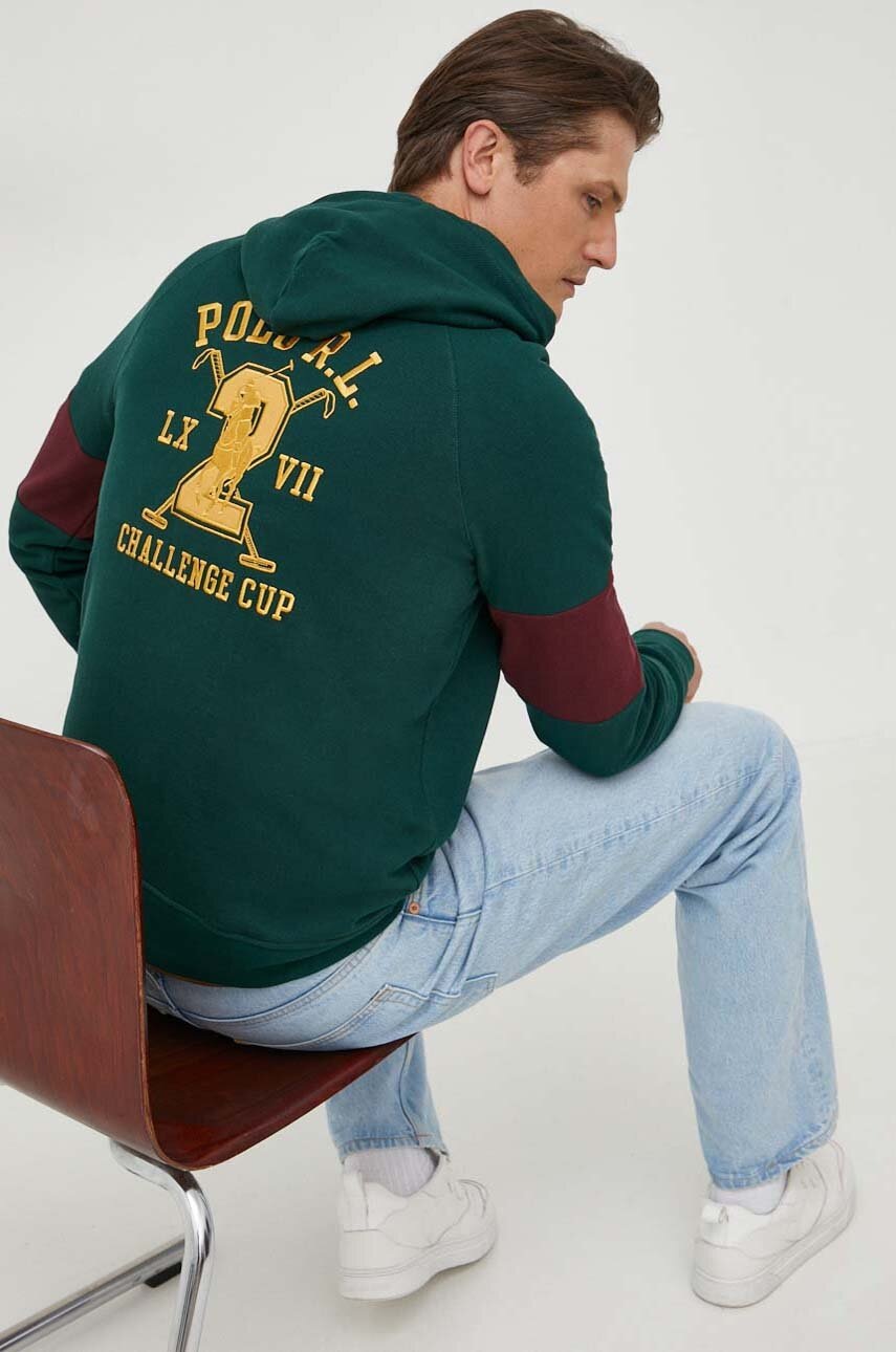 

Кофта Polo Ralph Lauren мужская цвет зелёный с капюшоном узор