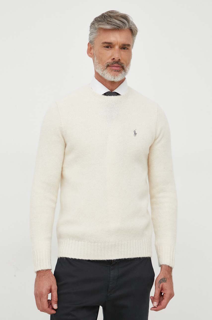 Levně Vlněný svetr Polo Ralph Lauren pánský, béžová barva