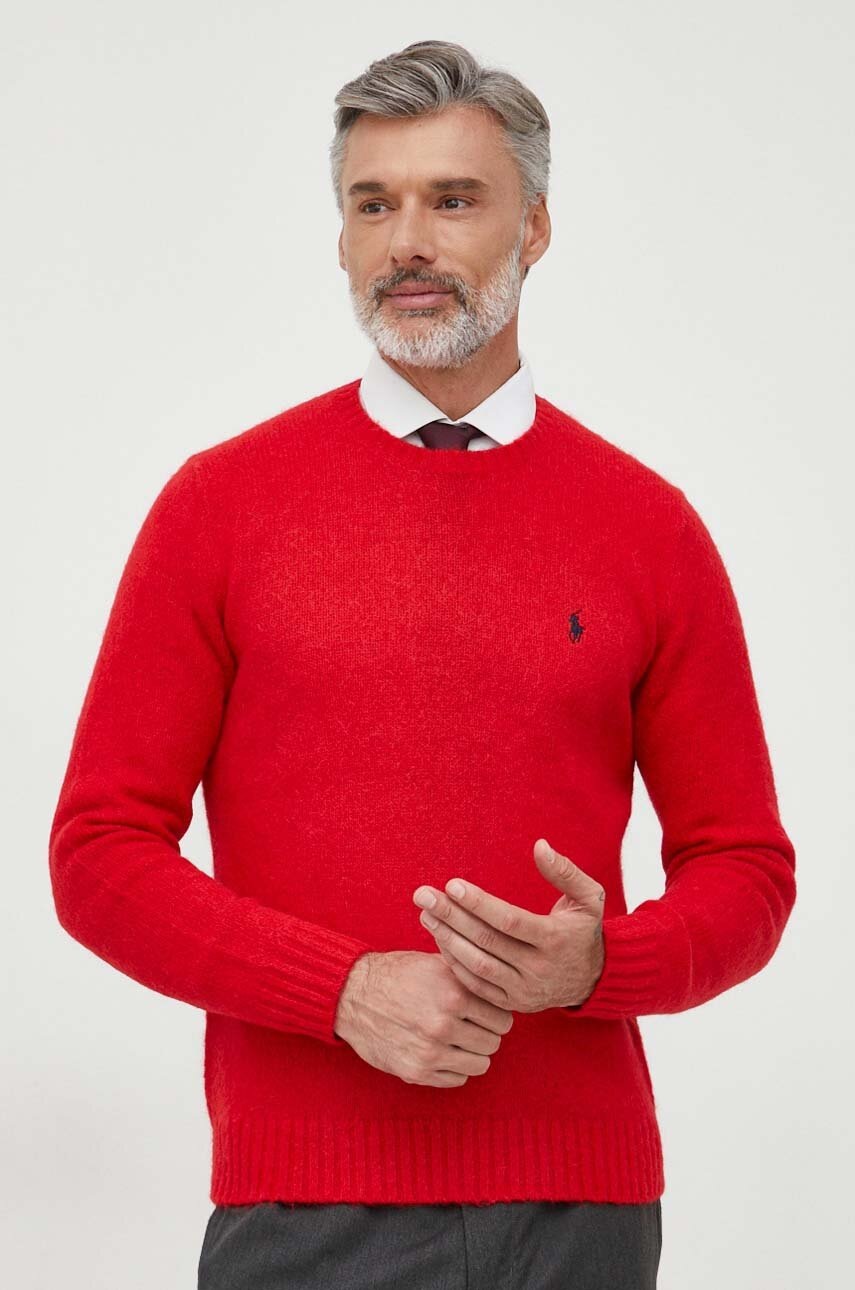

Вълнен пуловер Polo Ralph Lauren мъжки в червено, Червен