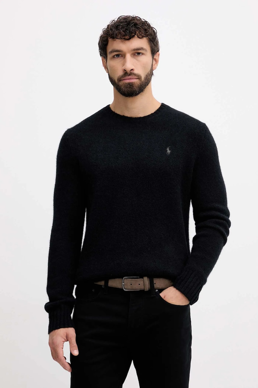 

Вълнен пуловер Polo Ralph Lauren мъжки в бежово 710918805, Черен