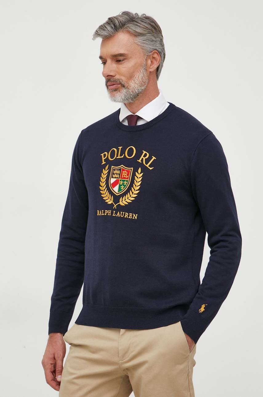 

Хлопковый свитер Polo Ralph Lauren цвет синий лёгкий
