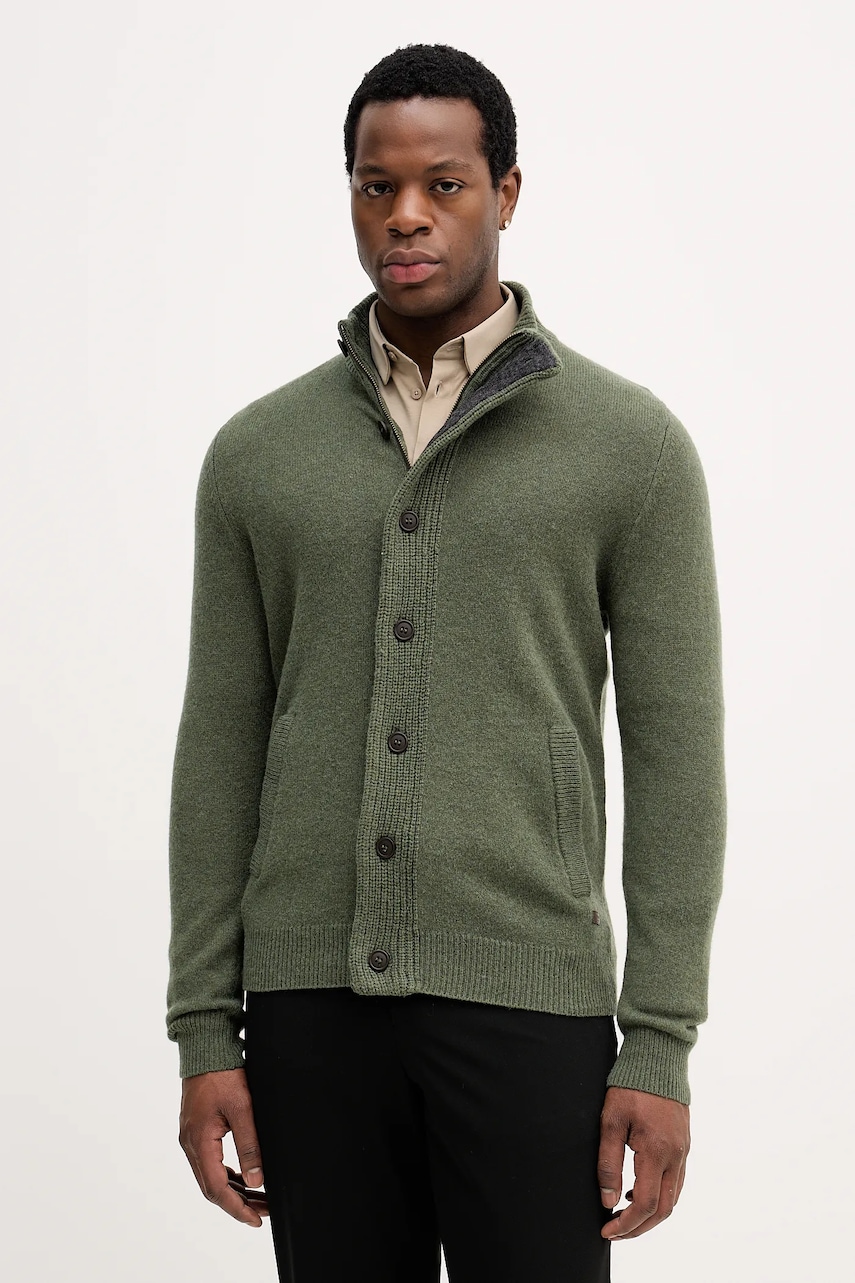 Barbour cardigan din lana culoarea gri