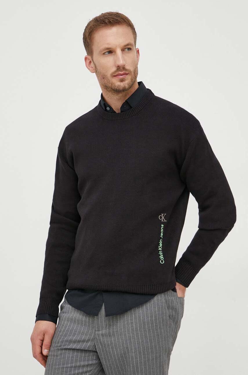 

Памучен пуловер Calvin Klein Jeans в черно, Черен