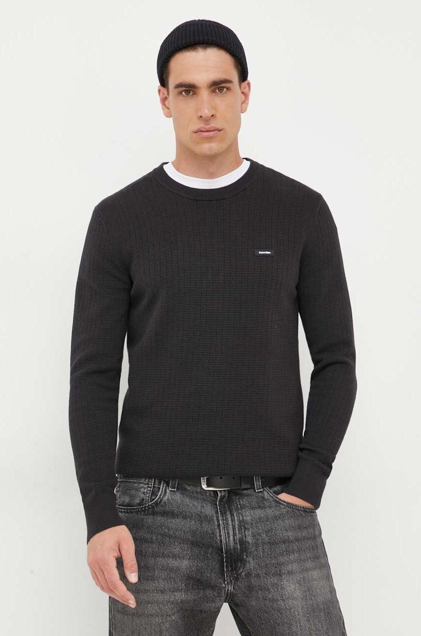 Svetr Calvin Klein pánský, černá barva, lehký - černá - 92 % Bavlna