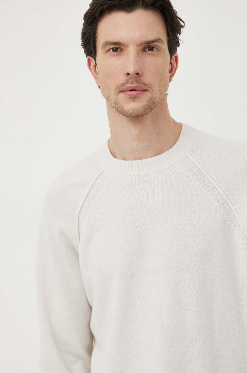 Levně Vlněný svetr Calvin Klein pánský, béžová barva, lehký