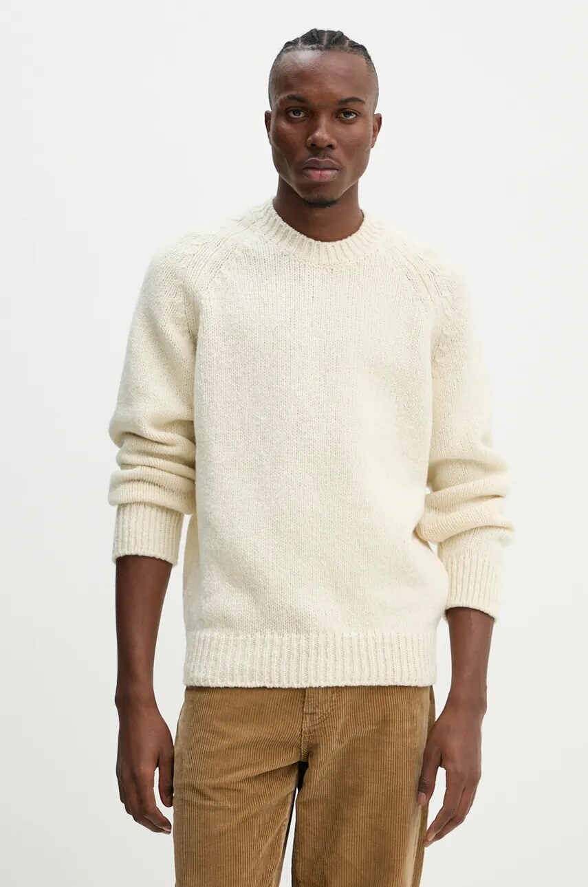 A.P.C. pulover de lână bărbați, culoarea bej, light