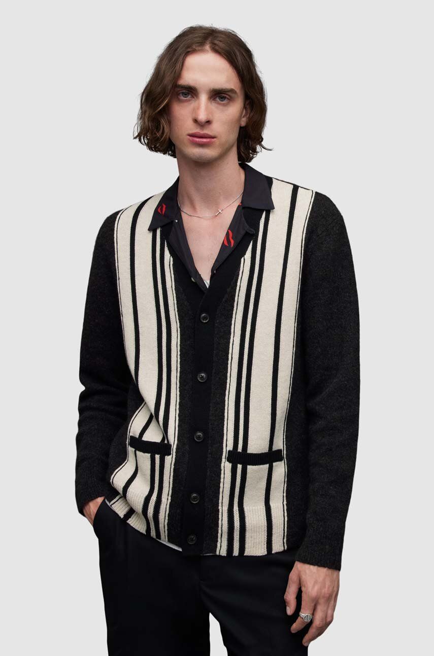 AllSaints cardigan din amestec de lana BERKLEY culoarea negru