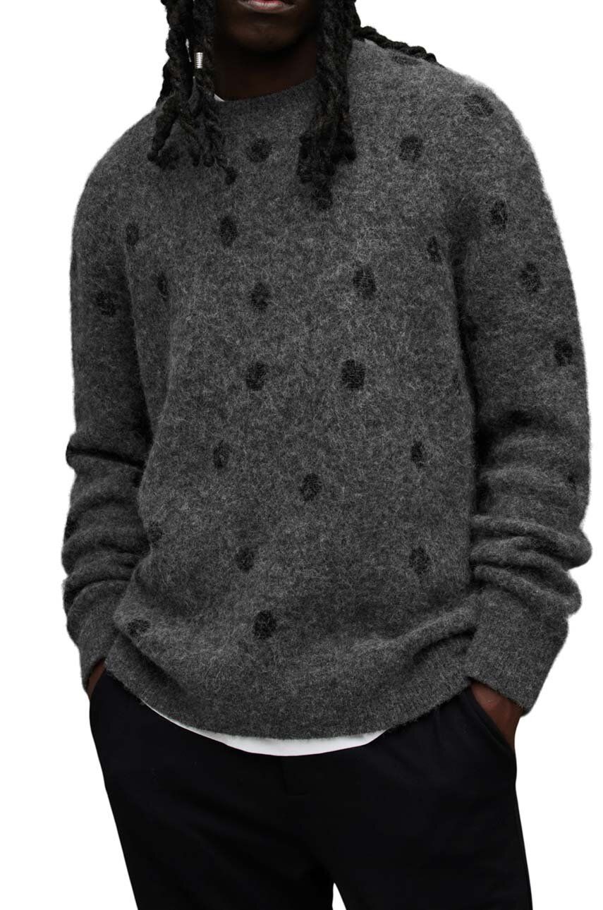 AllSaints pulover MK088Z POLK CREW barbati, culoarea gri