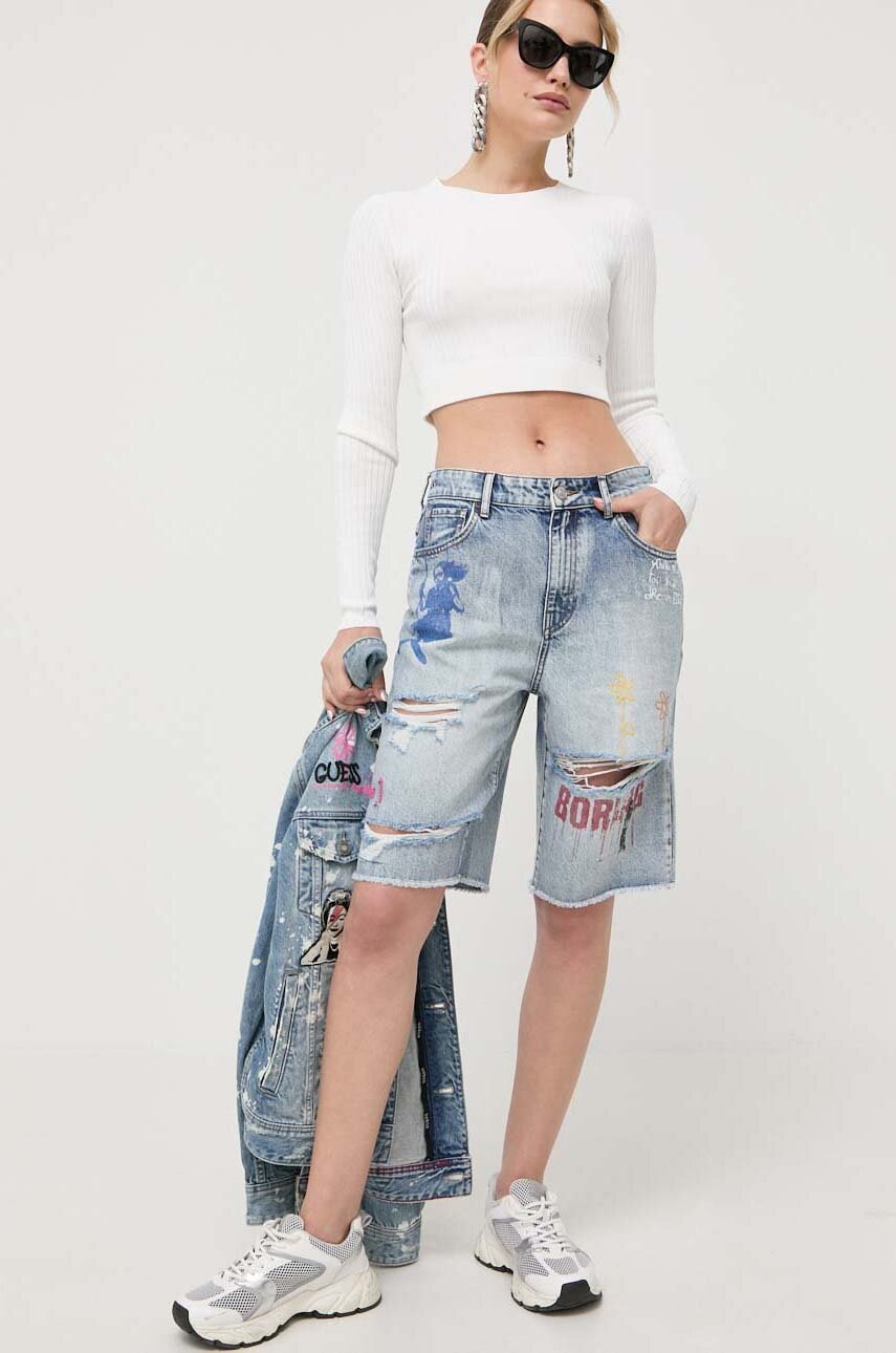 

Джинсовые шорты Guess x Brandalised женские с узором высокая посадка