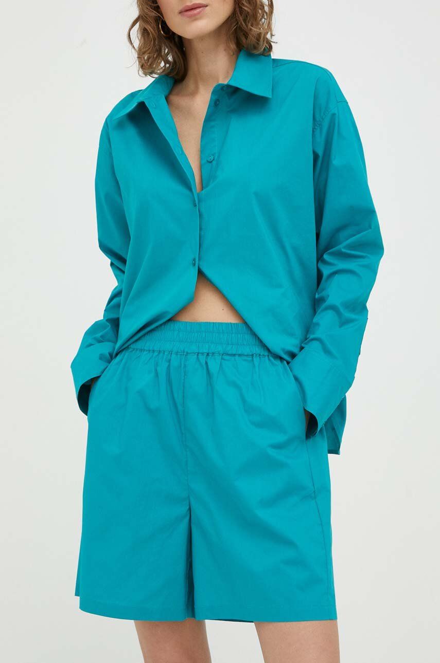 E-shop Bavlněné šortky Herskind tyrkysová barva, hladké, high waist