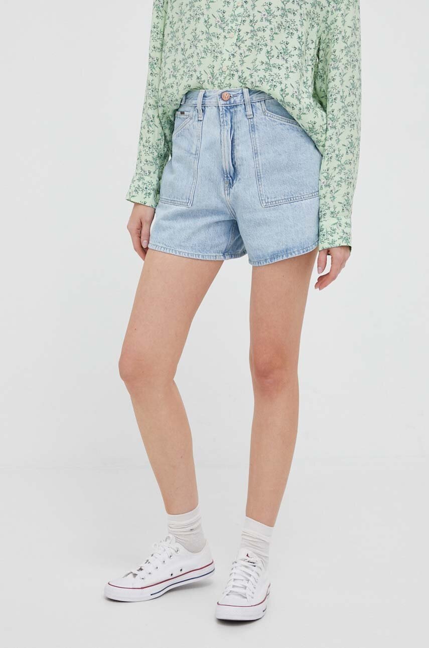 Levně Džínové šortky Pepe Jeans Rachel dámské, hladké, high waist