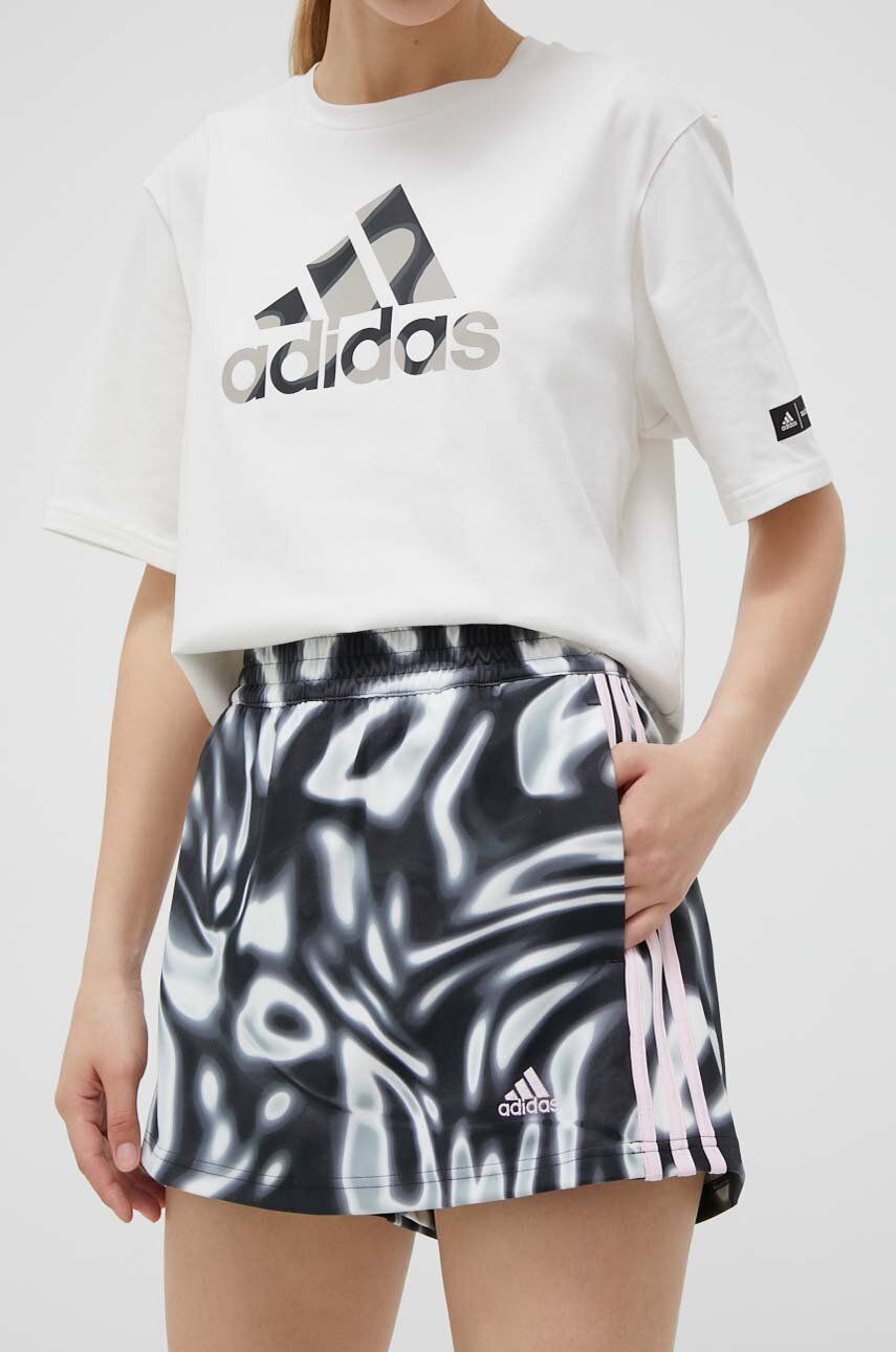 Kraťasy adidas dámské, černá barva, vzorované, high waist