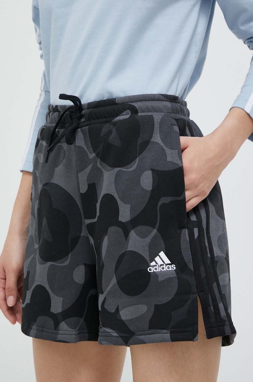 Kraťasy adidas dámské, černá barva, vzorované, medium waist