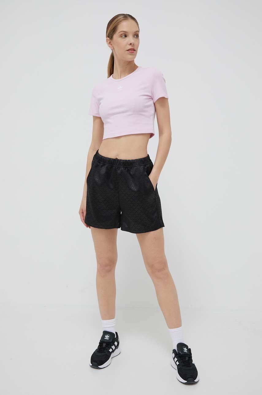 E-shop Kraťasy adidas Originals dámské, černá barva, high waist