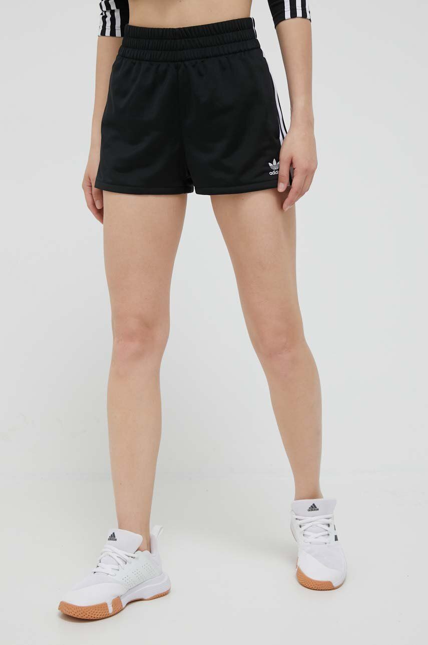 Kraťasy adidas Originals dámské, černá barva, vzorované, high waist