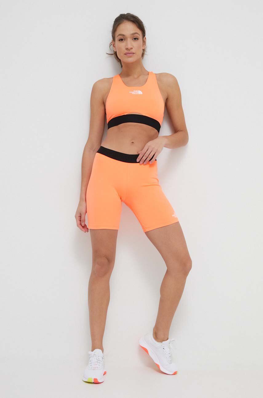 E-shop Tréninkové šortky The North Face oranžová barva, hladké, medium waist