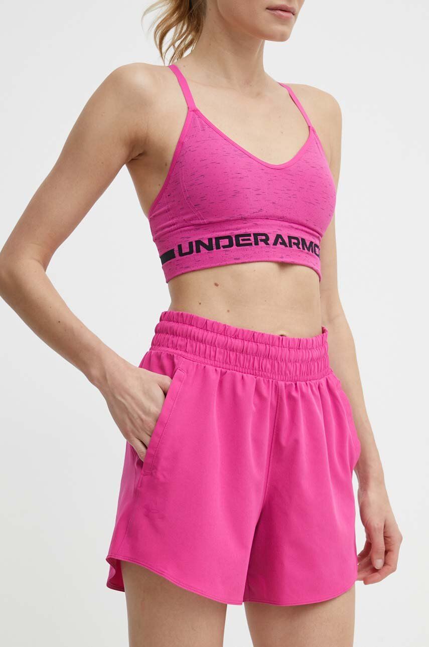 Under Armour pantaloni scurți de antrenament Flex culoarea roz, neted, high waist