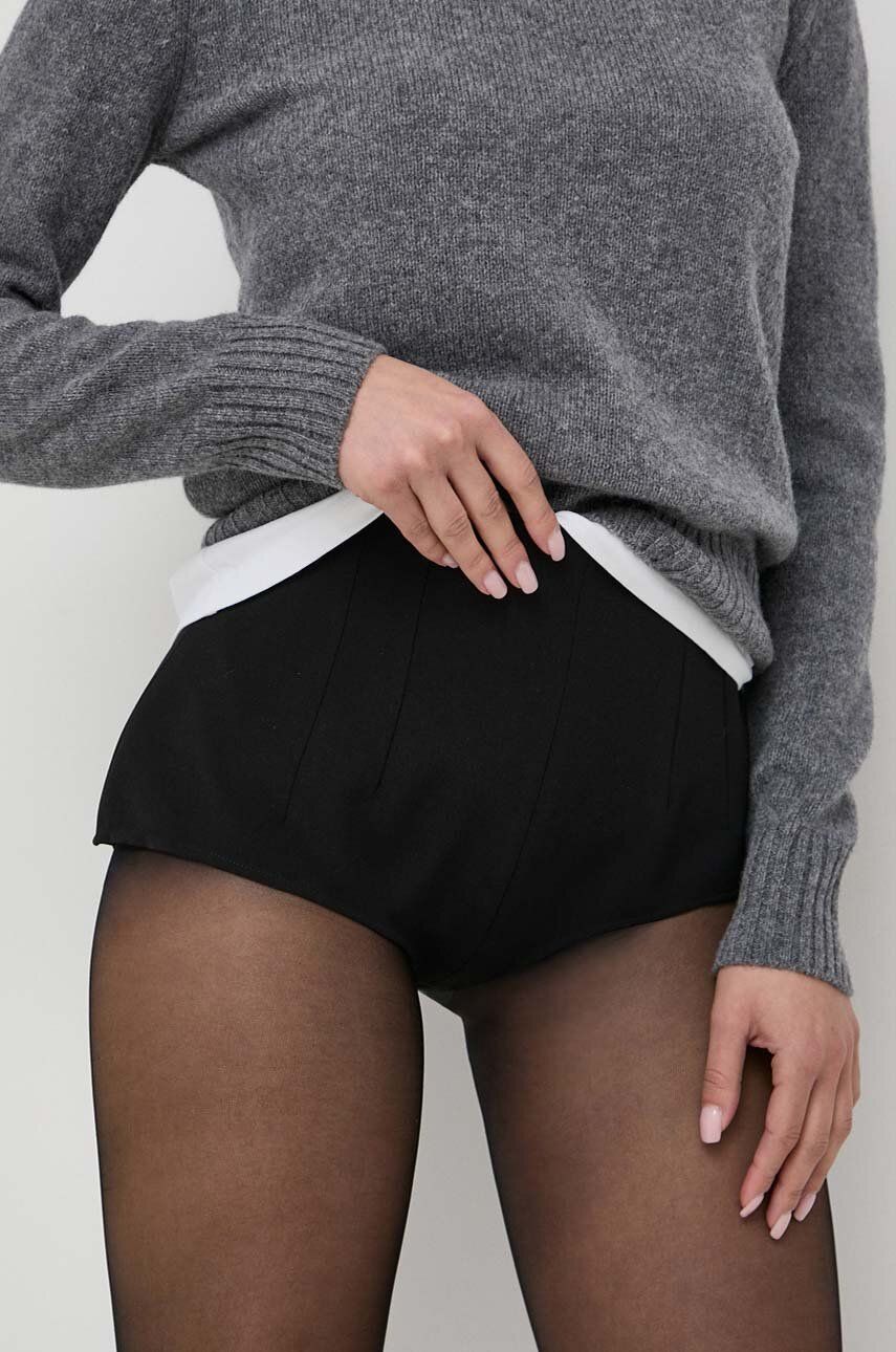 MAX&Co. pantaloni scurti x Anna Dello Russo femei, culoarea negru, neted, high waist