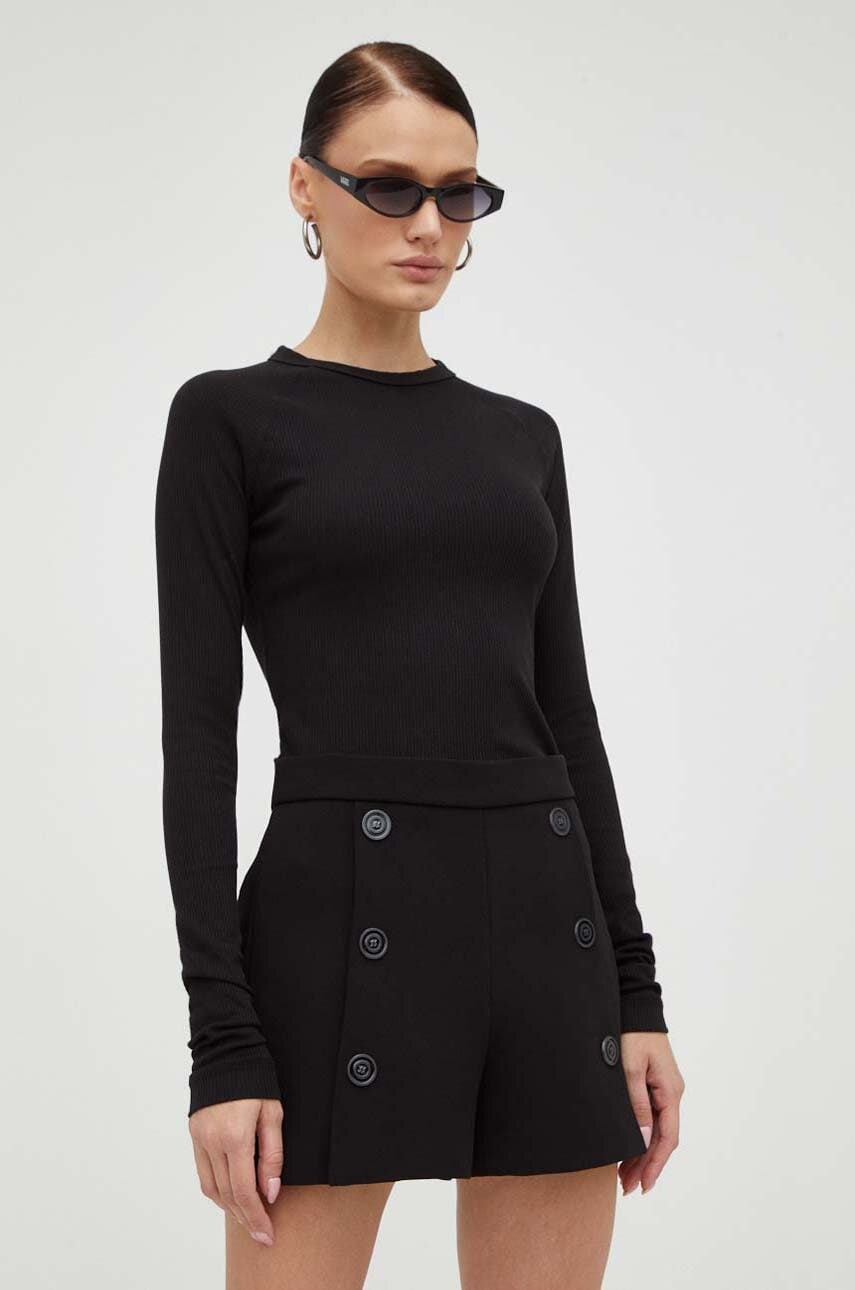 Kraťasy The Kooples dámské, černá barva, hladké, high waist