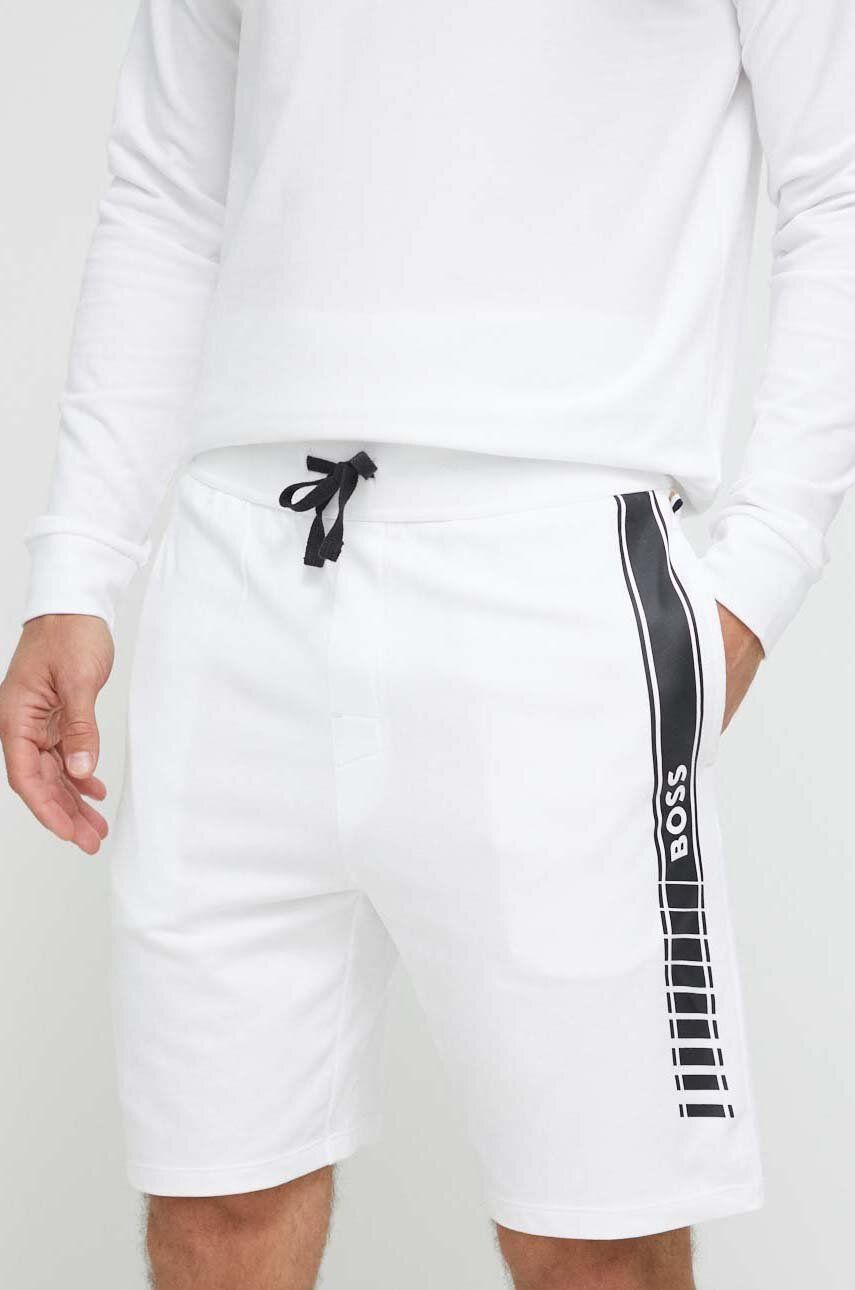 Společenské bavlněné šortky BOSS bílá barva - bílá -  100 % Bavlna