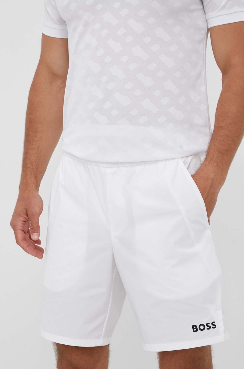 Boss Green Pantaloni Scurti Boss Green X Matteo Berrettini Barbati, Culoarea Alb