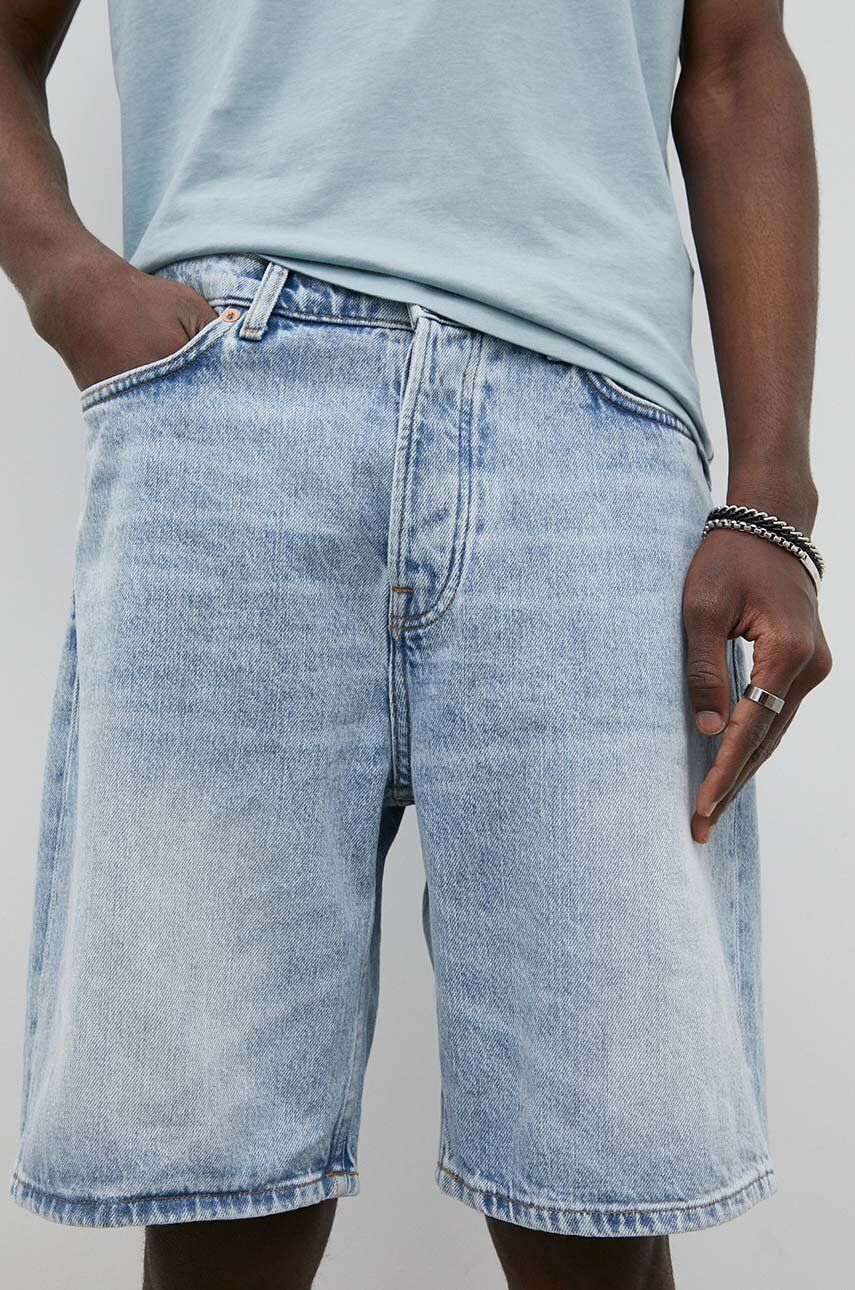 Džínové šortky Samsoe Samsoe Eddie pánské - modrá -  Hlavní materiál: 80 % Organická bavlna