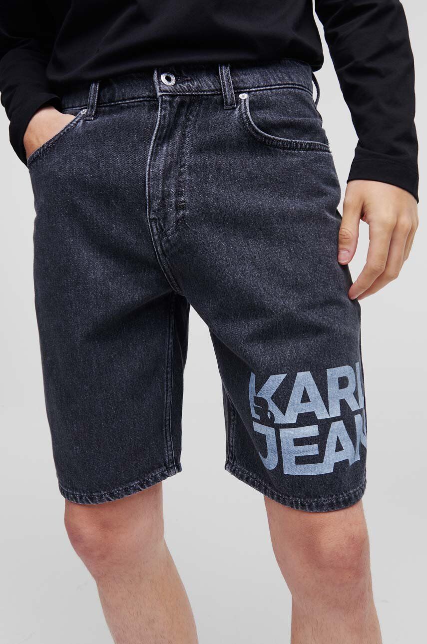 Karl Lagerfeld Jeans Pantaloni Scurti Jeans Barbati, Culoarea Negru