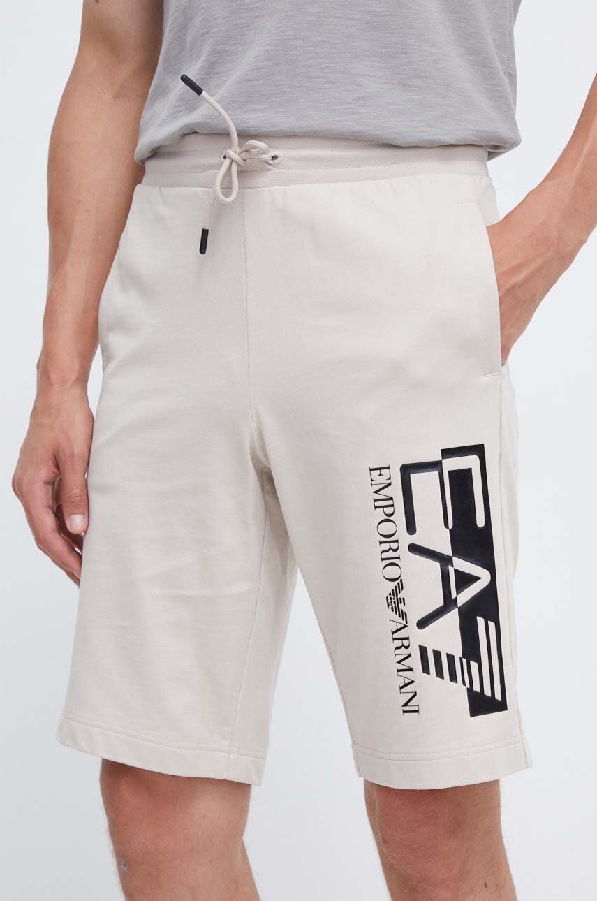 EA7 Emporio Armani pantaloni scurti din bumbac culoarea argintiu