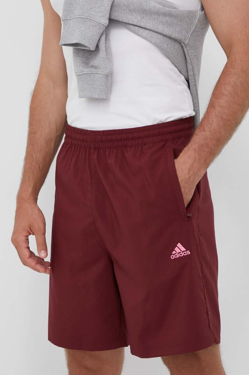 Kraťasy adidas pánské, vínová barva - burgundské -  100 % Recyklovaný polyester